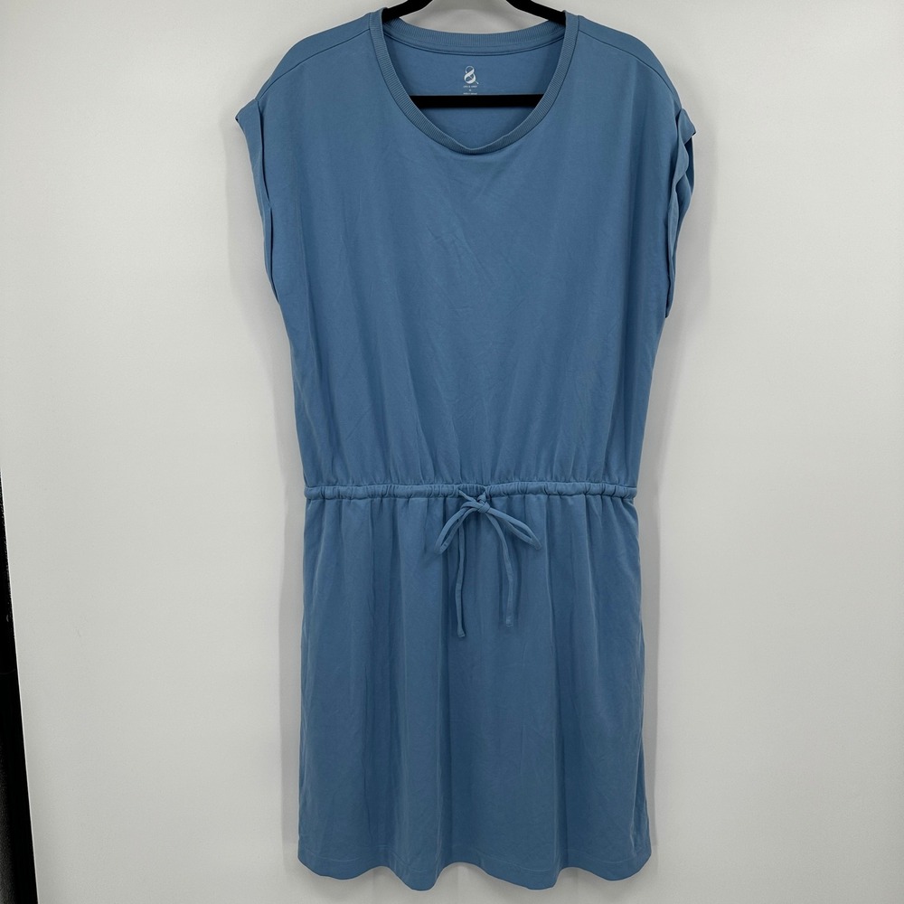 Lou & Grey Blue Soft Modal Blend Drawstring Waist T-Shirt Dress XL Pocket Lounge - Picture 1 of 10